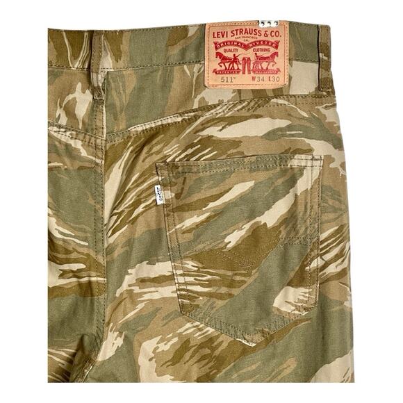 Levi’s 511 Slim Fit Jeans 34x30 Tiger Camo Green Brown Stretch Cotton Pants - Picture 5 of 10